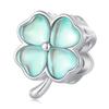 Iridescent Four Leaf Clover Silver Charm Bead