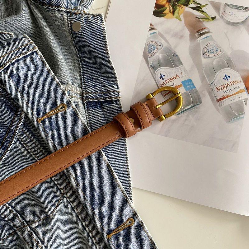 Soft Minimalist Chic Leather Waist Belt For Women In Black And Tan Color Options