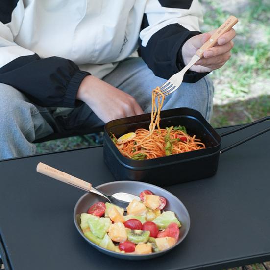 1/2Pcs Stainless Steel Folding Fork Spoon with Wooden Handle Portable Outdoor Camping Picnic Hiking Travel Food Grade Collapsible Cutlery