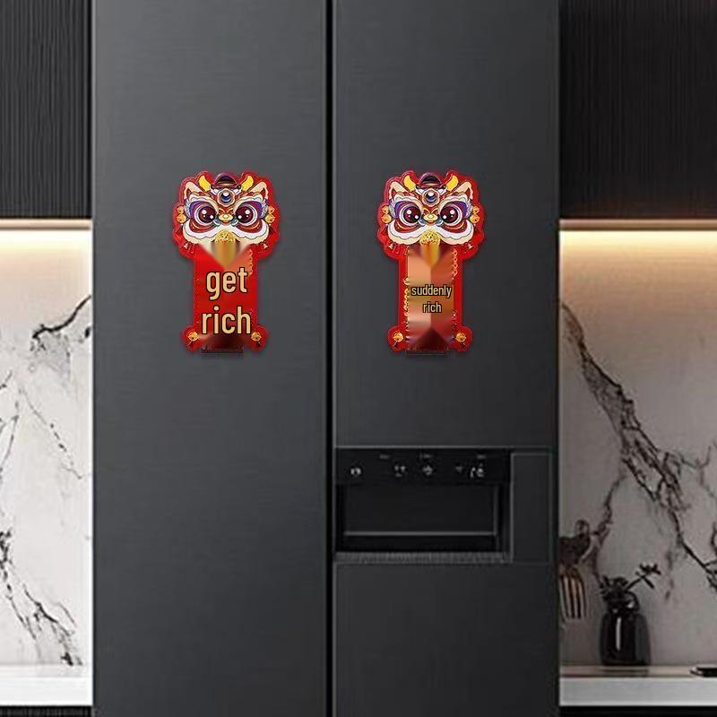 Auspicious Lion Dance Doorbell Magnet – Chinese Spring Festival Decoration