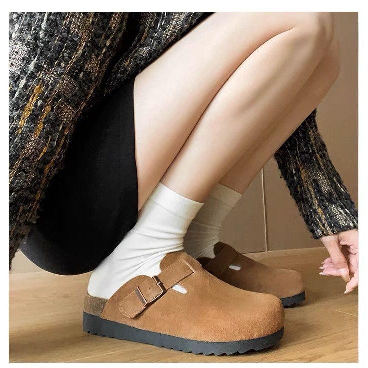 Retro Damen-Herbst-Slipper mit geschlossenem Zeh - Bequeme, weich gefütterte Sandalen für vielseitige Outdoor-Kleidung