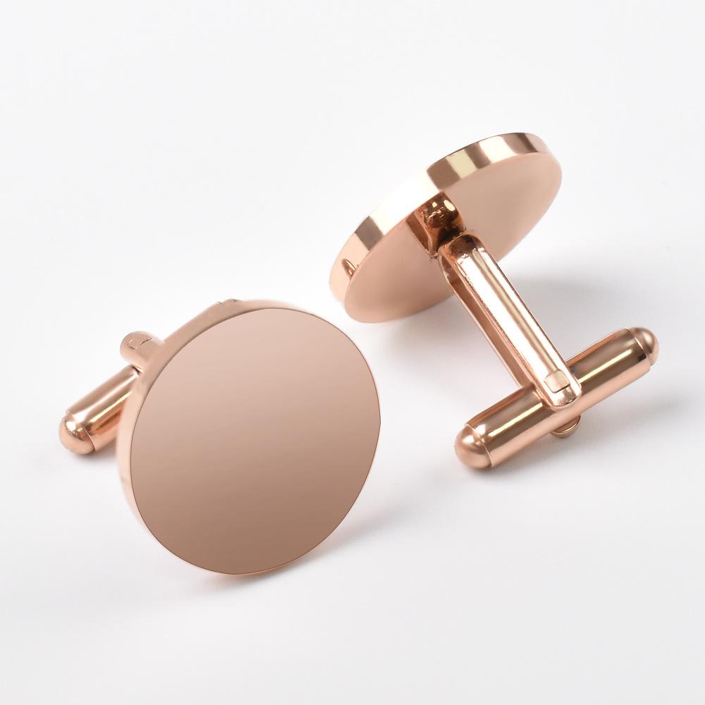 1 Pair Fashionable Stainless Steel Cufflinks Smooth Surface Gold Color Round Cufflinks Man's Suit Accessories