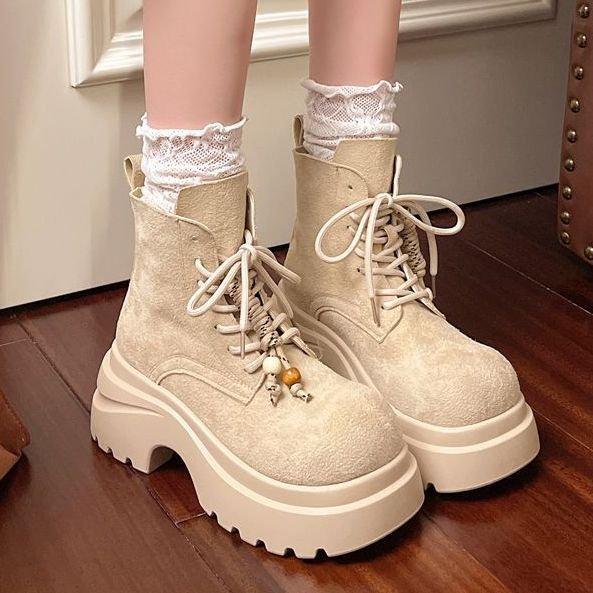 Martin Boots Damen 2025 Herbst neue kurze Stiefel Präriestiefel Western-Cowboystiefel kleine dicksohlige große gelbe Stiefel