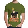 Rundhals Johnny Bravo Brille Cartoon T-Shirt Grafikdruck Unisex Reines Baumwoll-T-Shirt Heiß