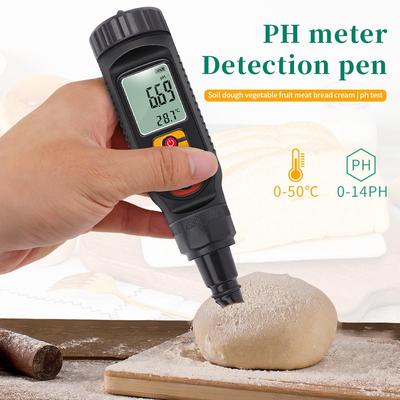 Digital Food PH Meter 0.00-14.00pH Temperature Dough Soil PH Tester Meat Cheese Bread Fruit Water Acidity Analyzer LCD Backlight