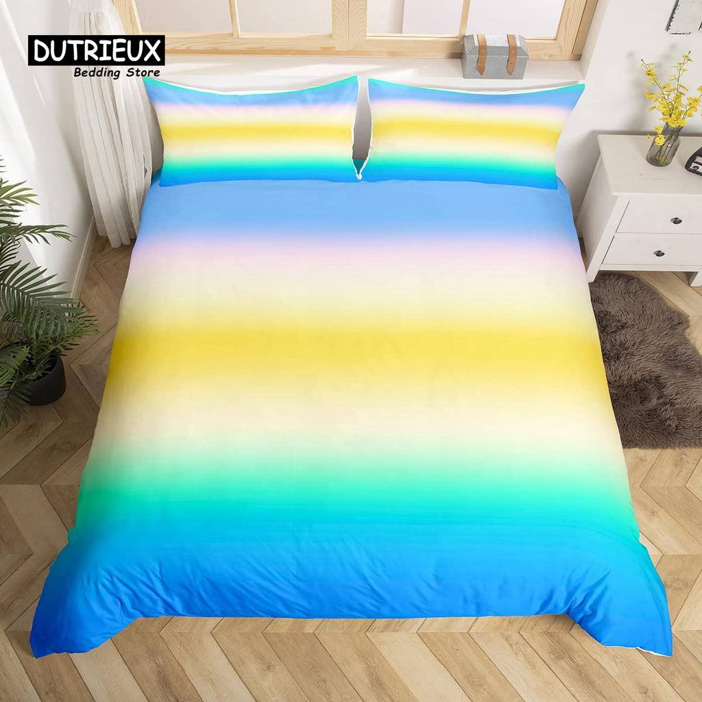 Rainbow Conch Duvet Cover Set Colorful Rainbow Bedding Set For Kids Girls Microfiber Multicolor Comforter Cover Twin King Size