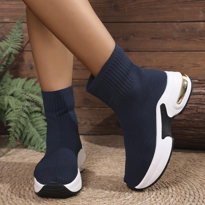 Women's Ankle Boots Elastic Socks Sneakers Breathable Mesh Casual Shoes Fashion Mesh High Top Boots for Women Zapatos Mujer2025