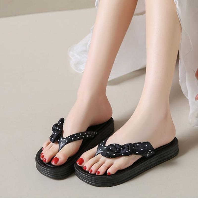 Shoes Kawaii with Bow Flat White Women's Flip Flops Slippers and Ladies Sandals Designer Luxury Low Price Non Slip Casual Slides