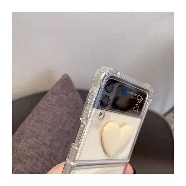 For Samsung Galaxy Zflip 3 Fashion Cute Simple Love Heart Portable Pearl Chain Shockproof Case Cover Z Flip 4 Z Flip Funda Para