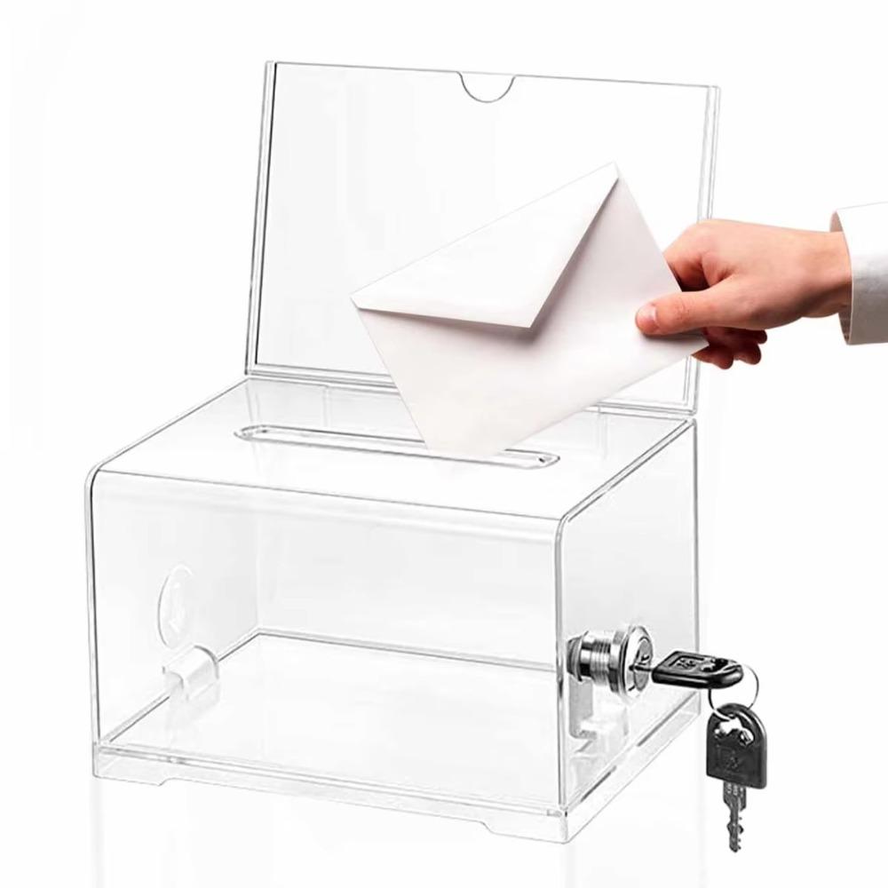 With Locks Donation Box Transparent Raffle Ticket Box Creative Ballot Box Voting Charity
