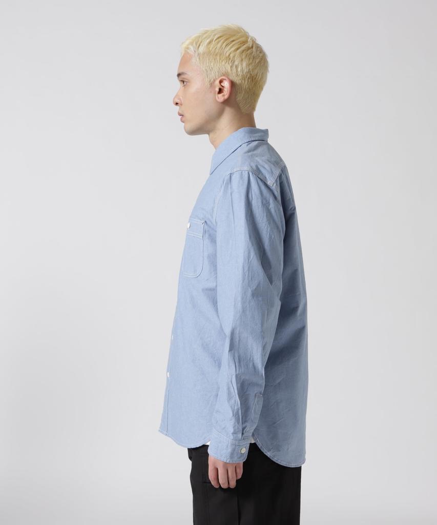 AVIREX DAILY BASIC CHAMBRAY LONG SLEEVE SHIRT Long Sleeve Basic Chambray Shirt 2XL 110 Blue Men's 783-3920003