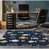 Marineblau Fische Ozean Muster Kristall Samt Teppich Unterwasser Meeresleben Design Kinderzimmer Büro Bodenmatte