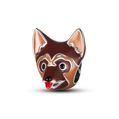Original Charms Copper Plated Brown German Shepherd Dog Beads Fitbracelets For Women Women Jewelry Making Diy