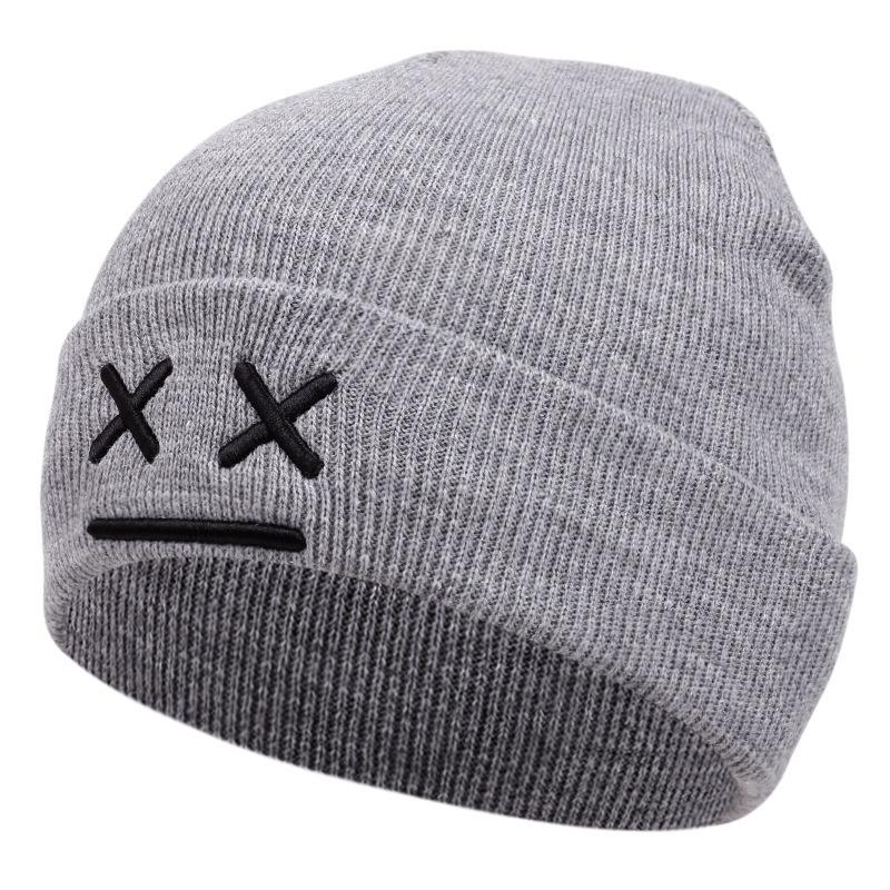 Autumn and Winter Warm Fashion Knitted Cap Versatile Men's and Women's Cartoon Expression Beanies Cap