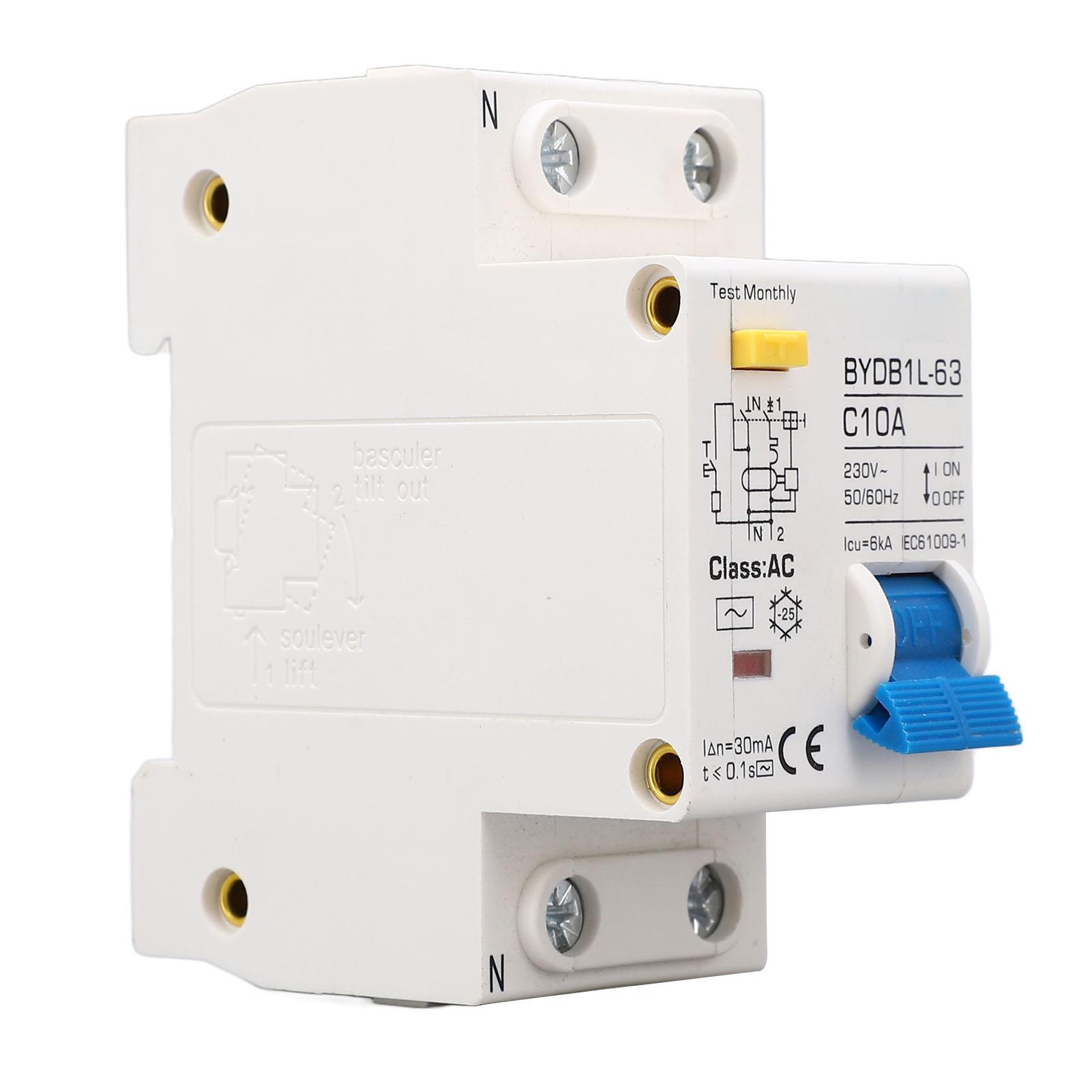 

AC Type Leakage Protection Switch Din Rail Mount 1P Miniature Ground Circuit Breaker 230V 10A