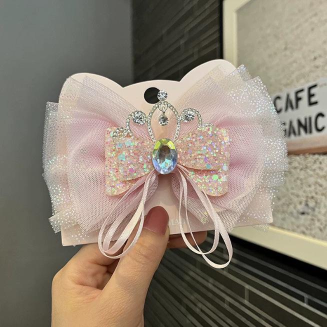 

Crown Lace Bow Veil Hair Clip for Girls светло-синий