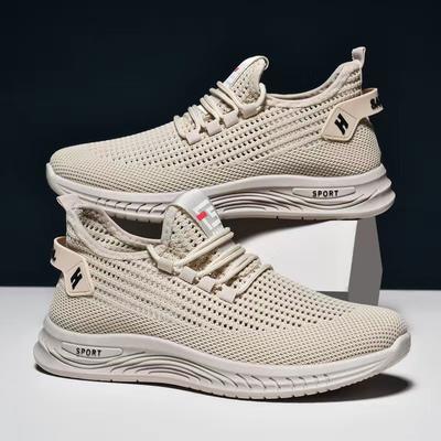 Flying Woven Men's Shoes Large Size Mesh Breathable Sports Shoes Fashion Casual Shoes Light Running Shoes Men