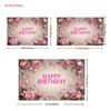 2D Rose Crystal Happy Birthday Backdrop Elegant Floral Birthday Background for Women