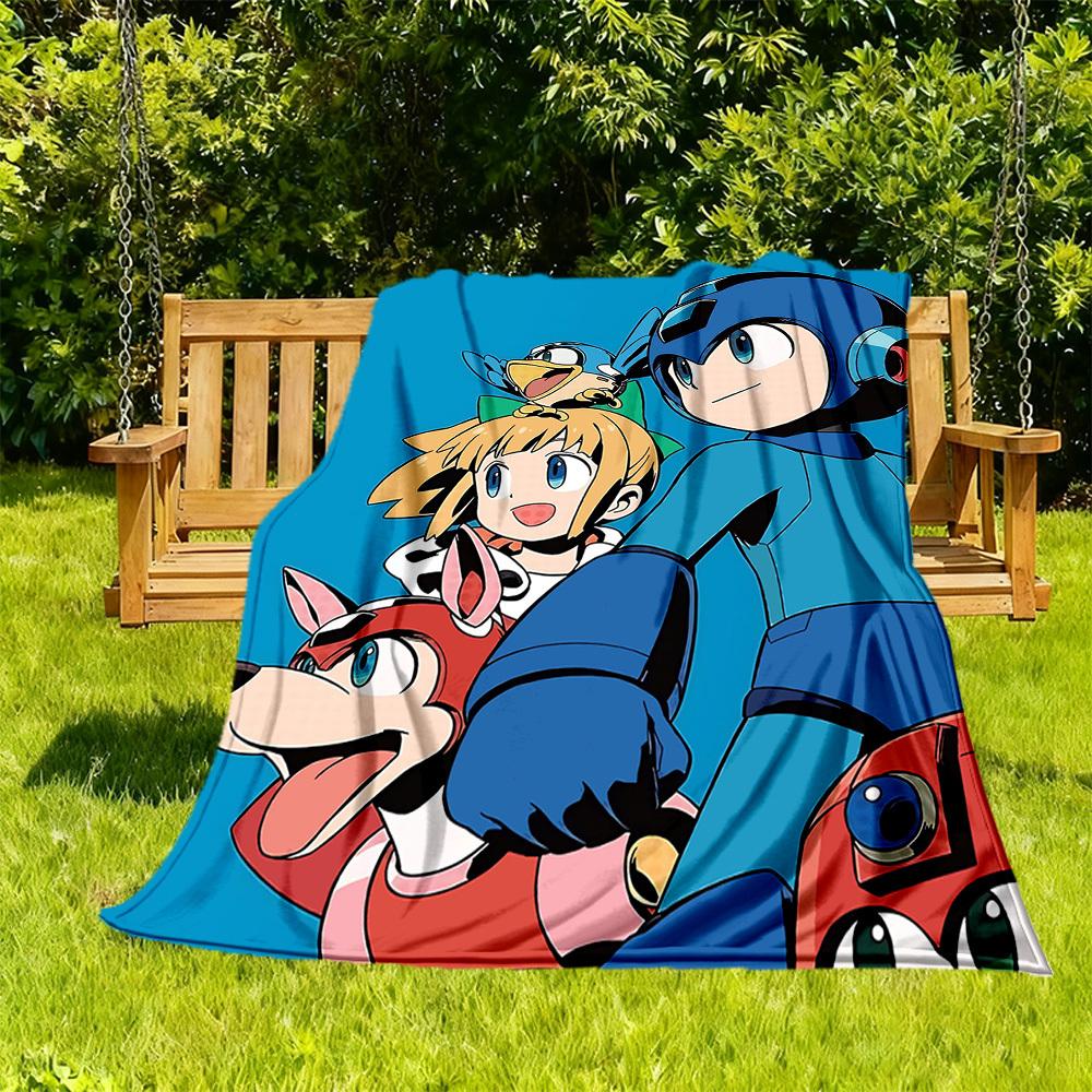 

1pc Mega Man Team All-Season Comfort, Outdoor Flannel Blanket - Soft, Warm & Cozy for Naps, Camping & Travel 019 130x150cm