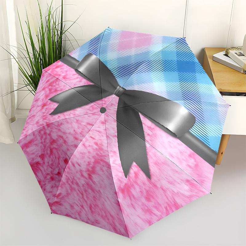 

1pc Argyle Bow Automatic Umbrella Portable Home Essential Umbrella, Iron Umbrella Structure Suitable for All Seasons yy251123151
