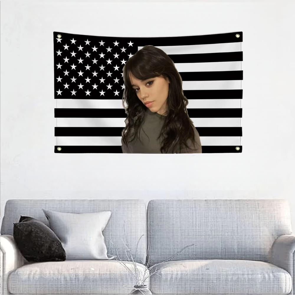Jmg Household Supplies 1Pc Jenna Ortega American Flag Banner Tapestry Decoration Garage Flag Barber Shop Advertisement Decoration Home Furnishings