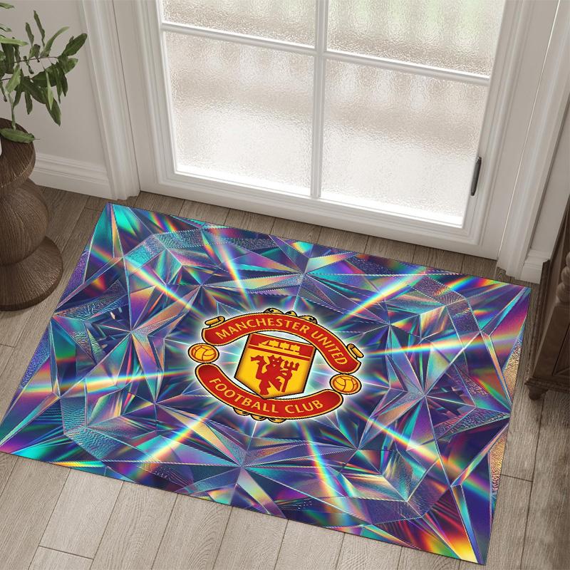 Manchester United Design Crystal Velvet Carpet Cozy Non?Slip Printed Rug For Bedroom Living Room Entrance