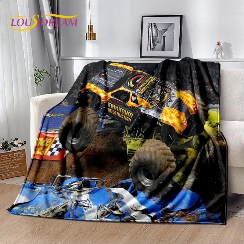 Monster Truck 3D Monster Jam Cartoon Soft Blankets,Keep Warm Throw Blanket Comfortable Blanket for Picnic Beds Sofa Home Bedroom