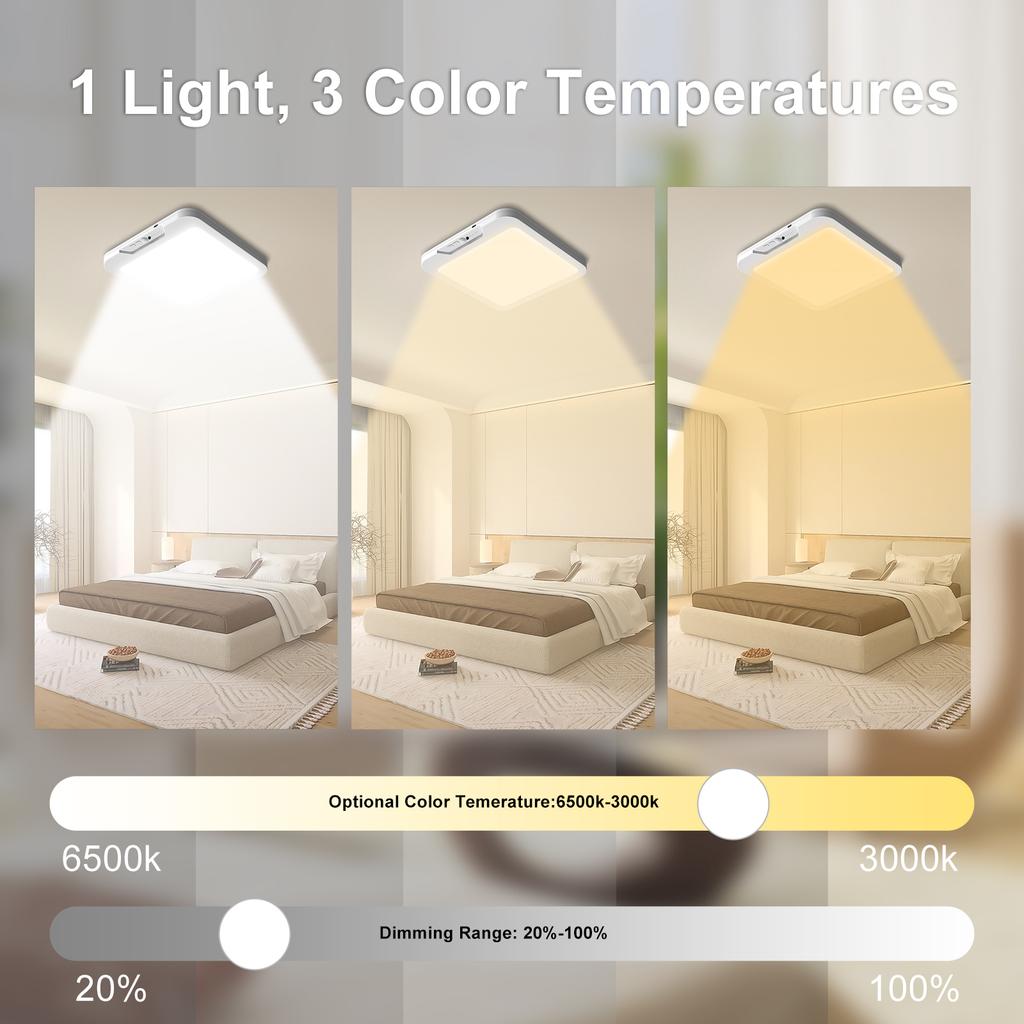 Sensor ceiling light, rechargeable magnetic installation LED light, three color temperatures available, with remote control.