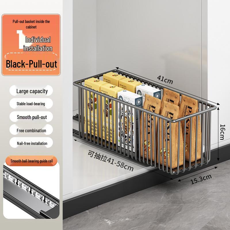 Under-Sink Pull-Out Storage Rack and Layered Kitchen Spice Organizer