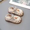 Beige Girls Sandals Embroidered Bow Non-slip Bun Head, Summer Outdoor PU Girls Fashion Sandals, Size 21-30 Sandalias De Mujer