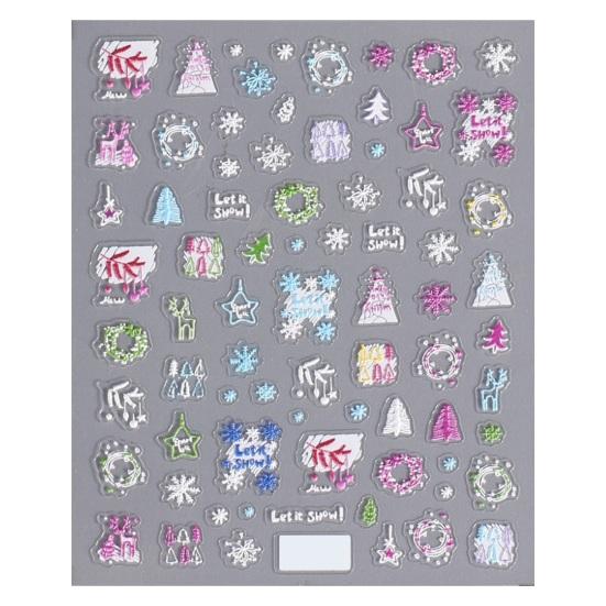 Christmas Nail Stickers Festive Snowflakes Cartoon Elk Three-dimensional Nail Art Decal Women Accessories