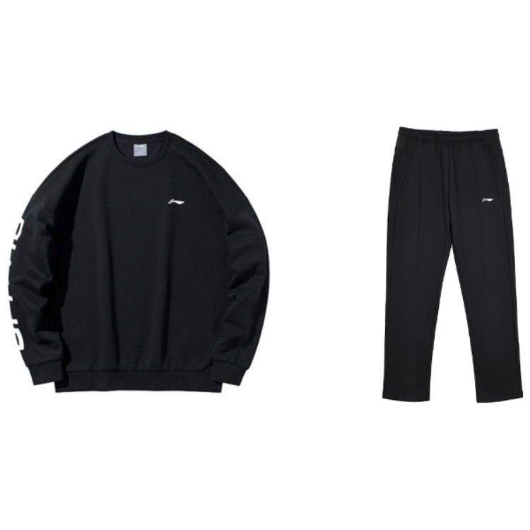 

Li Ning Table Tennis Series Letter Print Флисовый повседневный свитер с длинным рукавом Толстовка Трикотажные длинные брюки Спортивный костюм Мужской спортивный костюм AWDSD23-1+AKLTC41-1 M