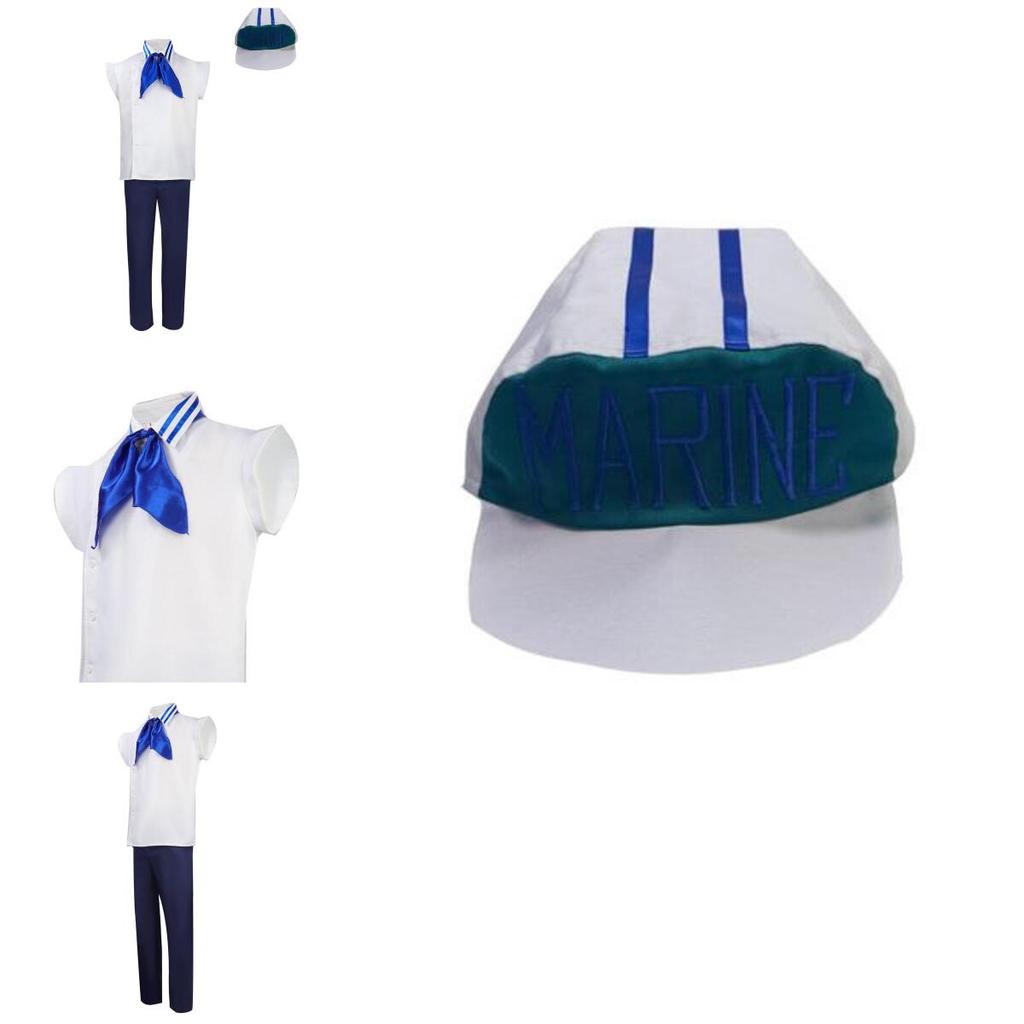 One Piece Marine Soldat Uniform Cosplay Kostüm Weißes Polyestermaterial
