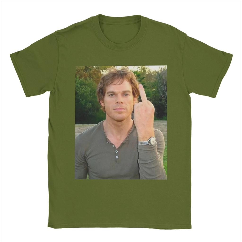 Pánské tričko Dexter Morgan ukazuje prostředníček Novinka Bavlněná trička Krátký rukáv Trička Kulatý výstřih Topy Nadměrná velikost