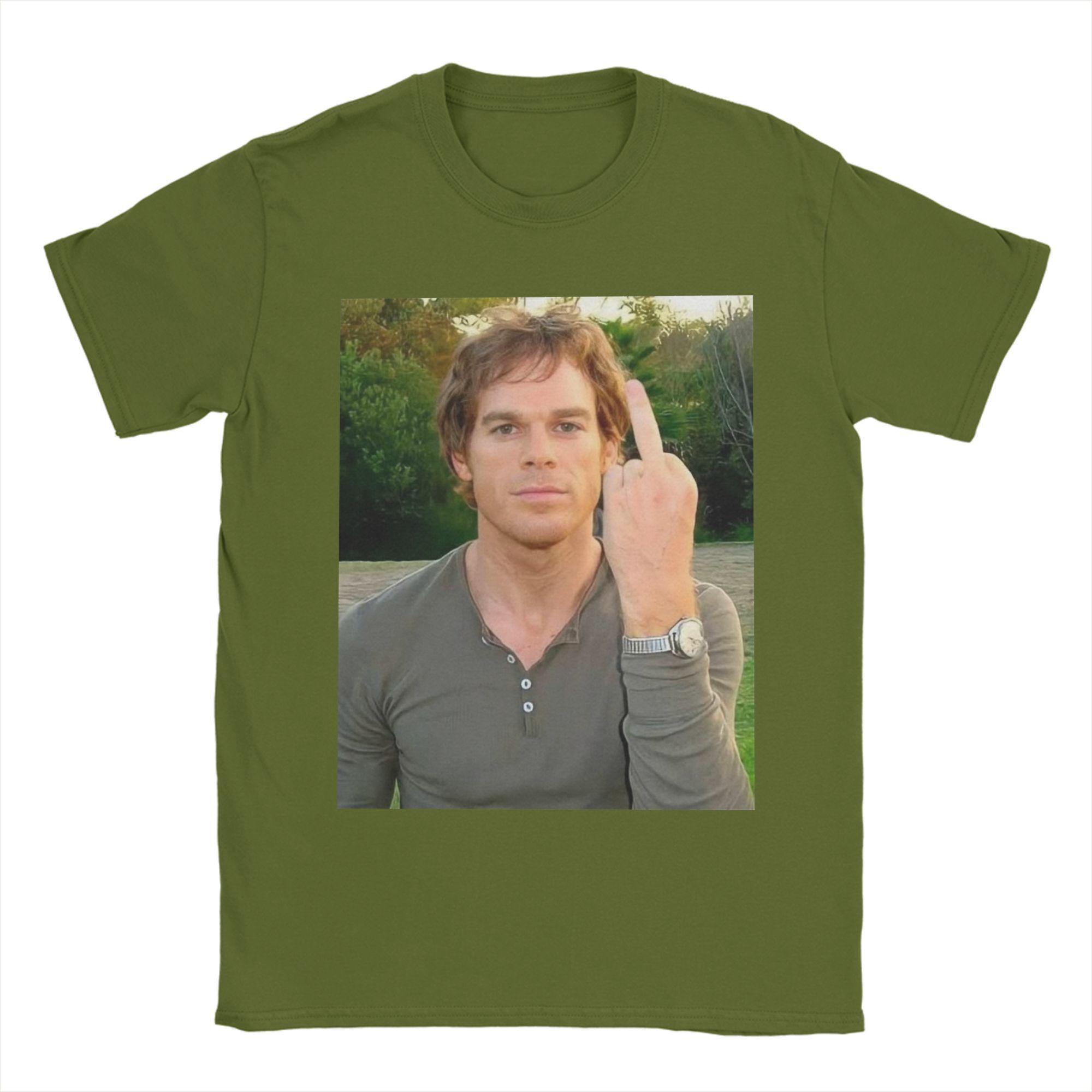 

Чоловіча футболка Декстер Морган показує середній палець Новинка Бавовняні футболки З коротким рукавом Футболки З круглим вирізом Топи Великого розміру 4XL