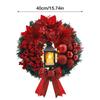 Christmas Wreath Decorative Wreath With Lamp Red Bow Berry Christmas Balls Lighted Artificial Wreaths For Wall Mantle Christmas