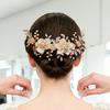 Weiße Acrylblume Braut-Kopfschmuck Reiner Handgemachter Perlen-Haarkamm Westlicher Hochzeitskranz Doppelband