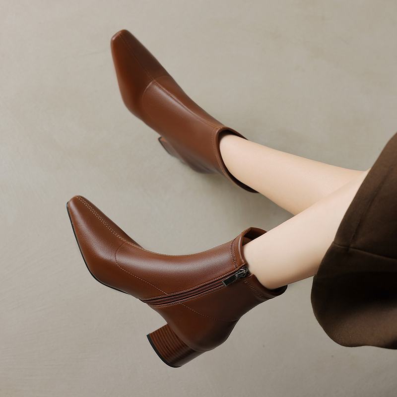 Krazing Pot Mikrovlákno Zimní Střední Podpatky Chelsea Boty Dámské Zip Velikost 43 Street Wear Strečové Kotníkové Boty