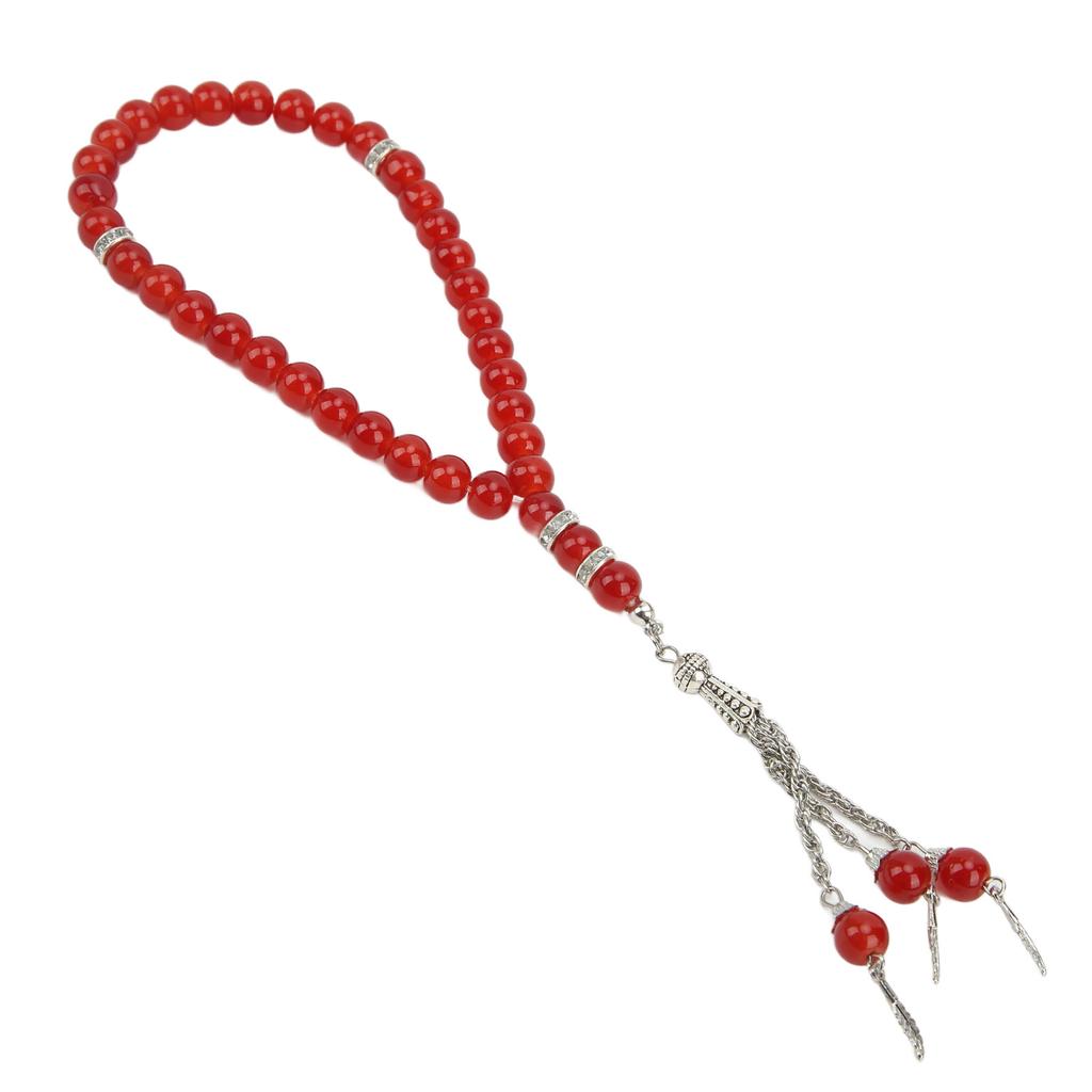 Muslim Prayer Beads Red 33 Beads Bright Beautiful Exquisite Glossy Elegant Tasbih Prayer Beads For Worship