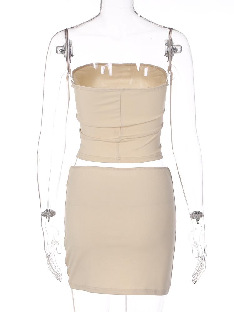 Evropský a americký styl Dámská nová letní móda Sexy Ležérní Kostým Bandeau Krátký Jednobarevný Kryt Hip Sukně Sada