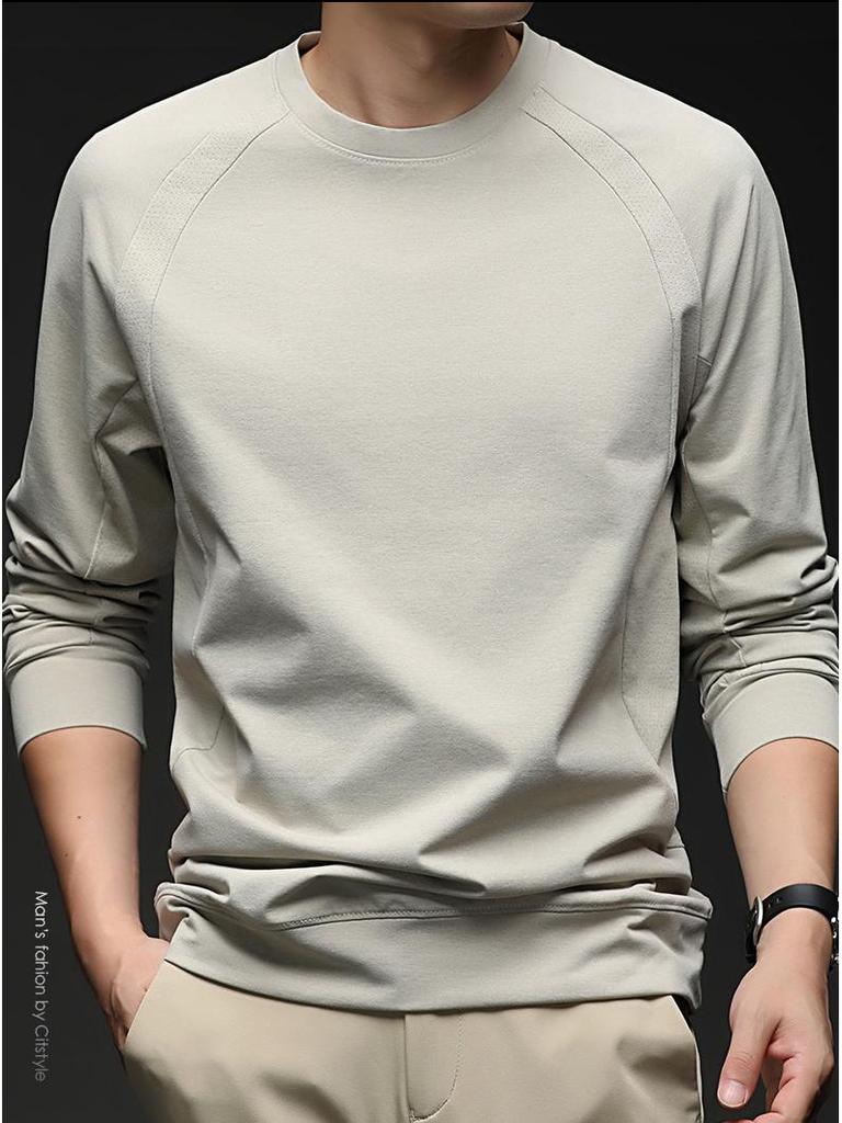 2025 Men's Winter Fleece-Lined Hoodie: Fashionable Casual Round Neck T-Shirt, Warm Base Layer