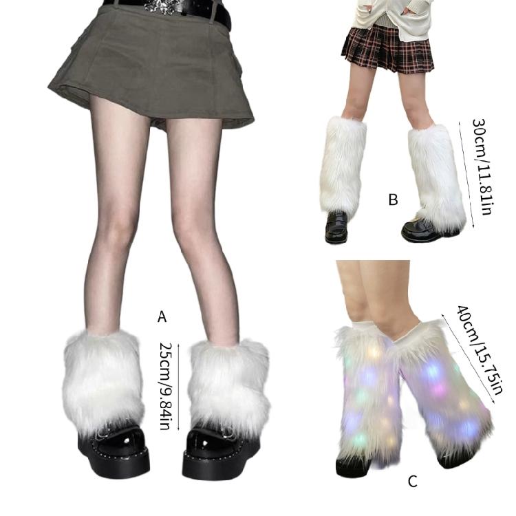 Faux Furs Leg Warmer,Y2K Warm Cozy Fuzzy Leg Warmer Boot Cuffs Cover for Womens