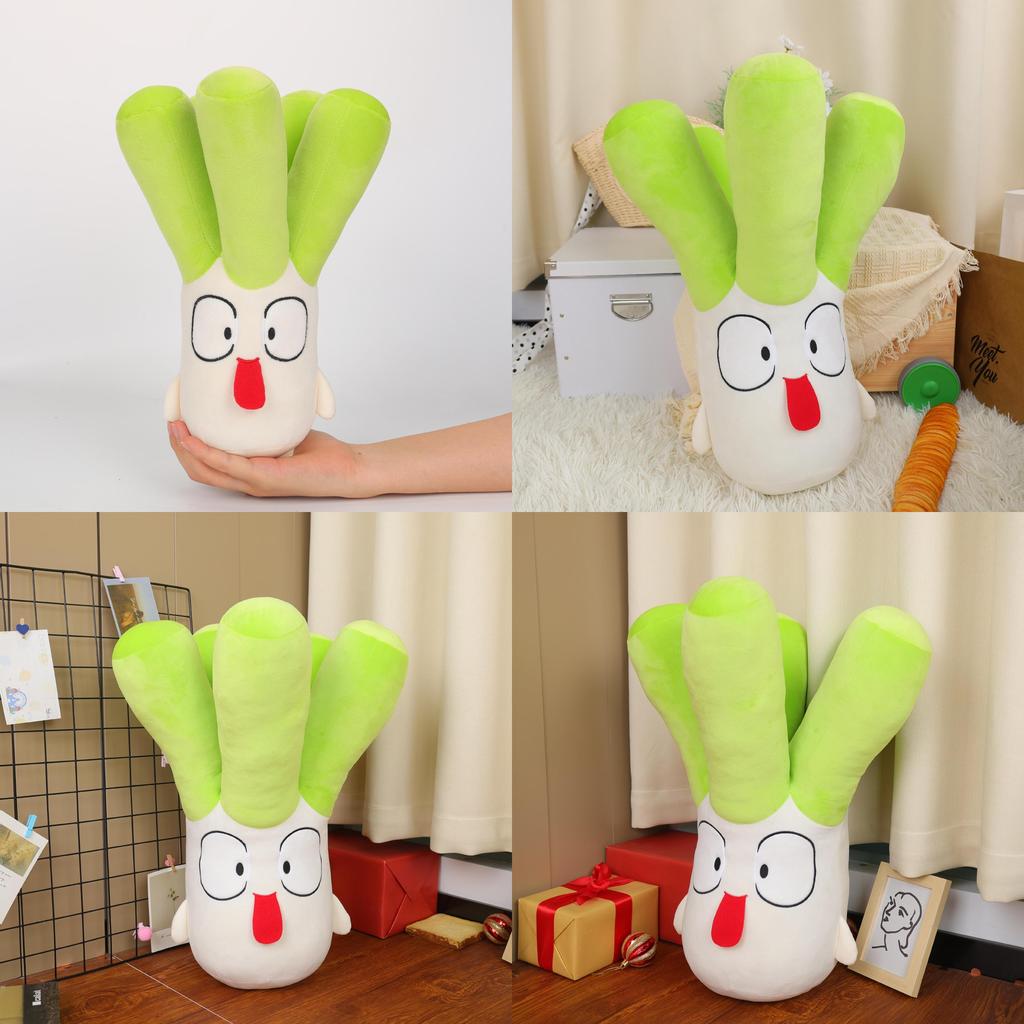 Adorable Green Scallion Plush Toy Soft Pp Cotton Stuffed Pillow For Bed