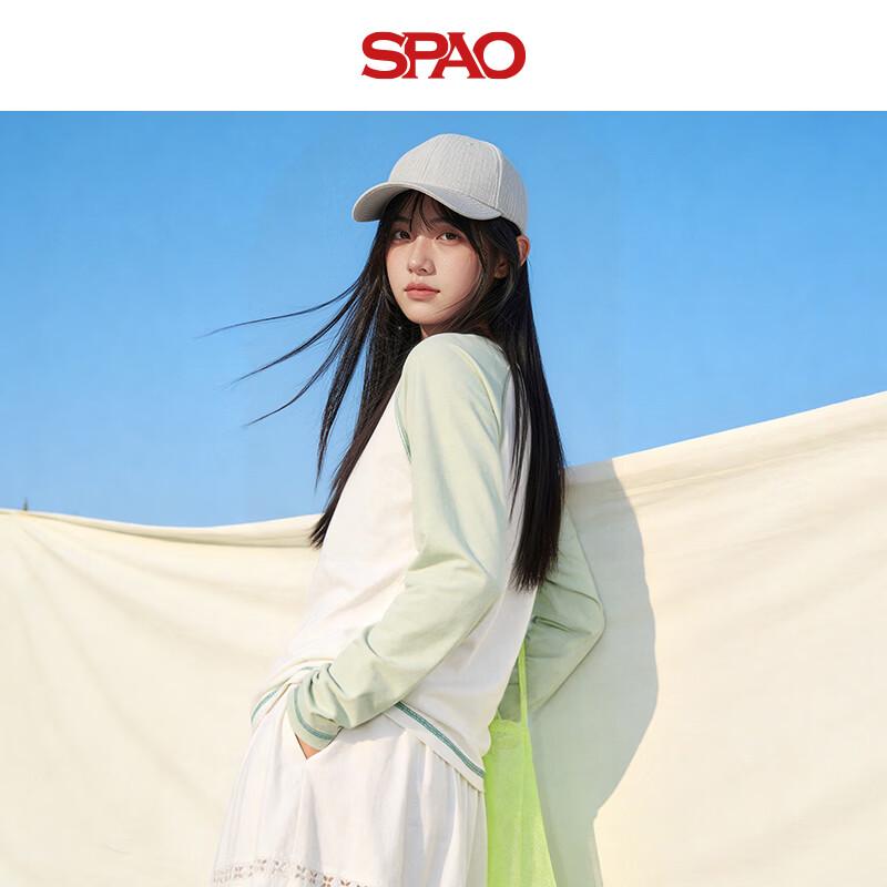 SPAO Women's Color-Block Raglan Long-Sleeve Graphic T-Shirt