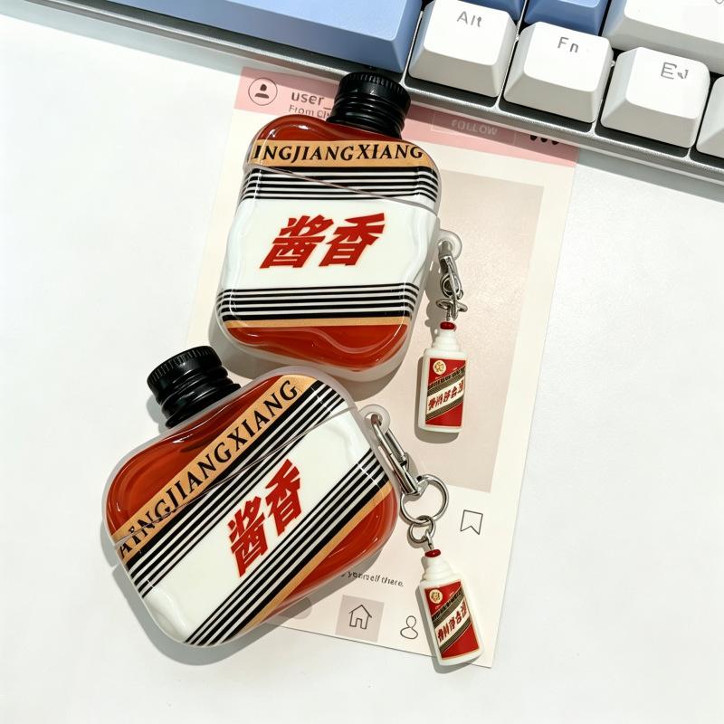 INS Creative Bottle Cap Moutai Bluetooth Headset Case for Apple AirPods 1 /1/pro1 Generation Protective Case