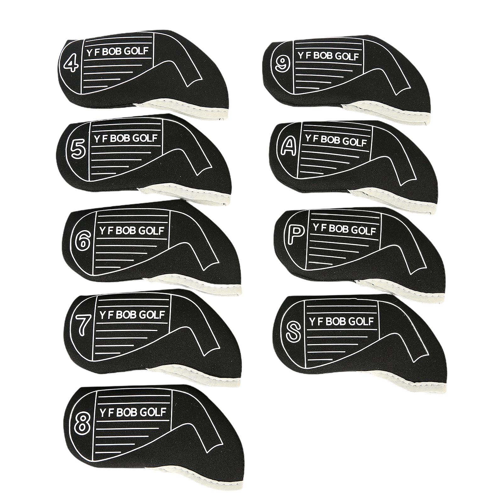 9 Pieces Golf Iron Head Covers Supplies Protective Golf Shaft Protectors for Outdoor Sports Putter Golf Cue Training Beginners чёрный
