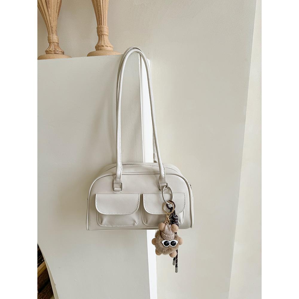 

Korean Dizziness Needle Xu Yunzhen, Same Style Oil Wax Leather Bowling Bag, Multi Pocket Armpit Bag, Commuting Hand-held Shoulder Bag білий