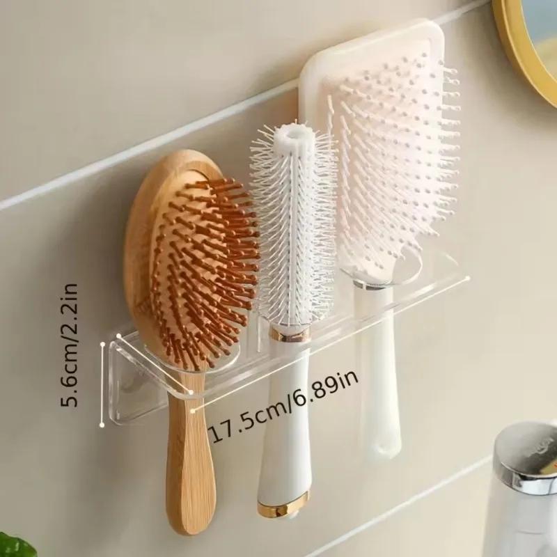 Acrylic Comb Holder Organizer Storage Shelf Clear Transparent Wall-Mounted Hair Brushes Rack Bathroom Accessories Home Shelves