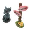 Miniature Dragon Guidepost Statue Set Synthetic Resin Fairy Statue Accessories for Garden Lawn