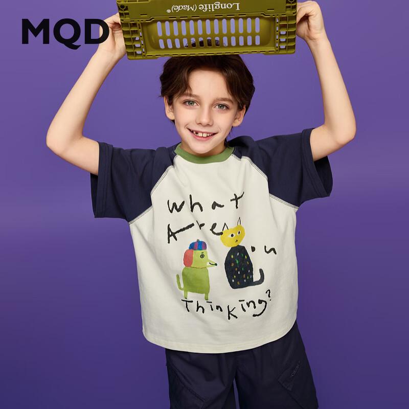 MQD Boys  Cartoon Color Block Raglan Sleeve T-shirt 110